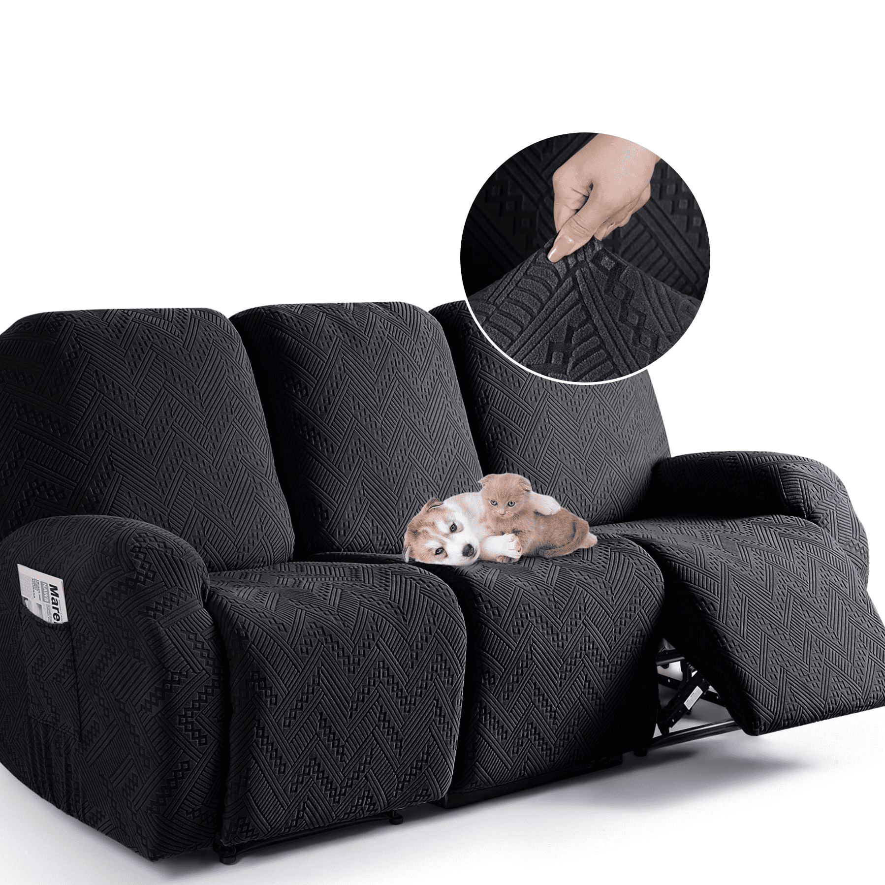 TAOCOCO Recliner Sofa Covers 3 Pieces Reclining Couch Covers for 3 Seater Sofa Furniture Protector w Pockets Dark Gray Walmart