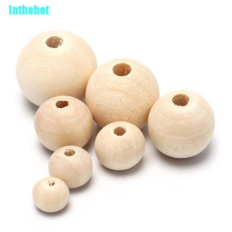 20/25/30mm 1 Set Polish Big Hole Wood Spacer Beads for Birthday Jewelry Making 