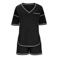 thumbnail image 4 of FAIWAD Women's V Neck Pajamas Set Short Sleeve Crop Tops with Shorts 2 Piece Outfit Lounge Set, 4 of 9