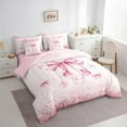 thumbnail image 3 of Manfei Ribbon Bowtie 7pcs Bedding Comforter Set,Kawaii Bow Knot Queen Bedding Sets,Pink Sparkling Print Queen Sheet Sets For Kids,Super Cozy Room Decor Reversible, 3 of 8