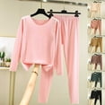 thumbnail image 4 of Fmbrln Womens Pajamas Sets Long Sleeve Crew Neck Pullover Tops and Elastic Waist Wide Leg Pants Soft Comfy 2 Piece Sleepwear Sets Fall Winter Warm Pajamas Sets for Women, 4 of 4