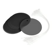 Uxcell 1.95 inch Round Plastic Tags Tear Proof Waterproof Price Tags with Tie Black 50 pcs
