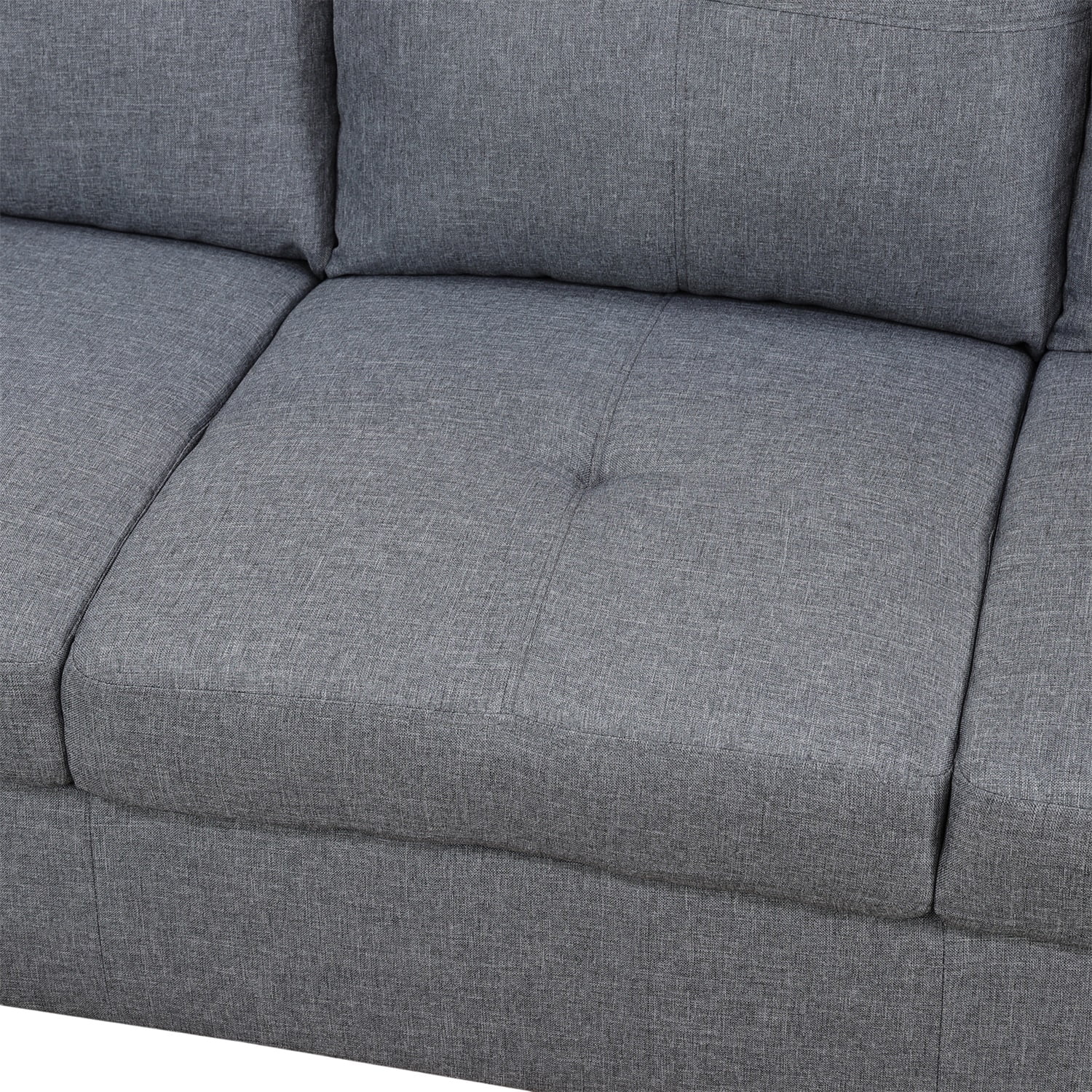 Hommoo Modern 4-seat Linen Sectional Couch Sofa, L Shaped Living Room Furniture Sets Sectional Couches and Sofas, Gray(No Ottoman)
