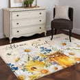 thumbnail image 3 of Area Rugs for Living Room Bedroom, White Daisy 4'x6' Rug Washable Carpet Runner Indoor Outdoor, Spring Floral Elegant Pastoral Botanical Bees Non Slip Accent Floor Mats Rug for Kitchen, Office, 3 of 8