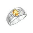 thumbnail image 6 of RYLOS Men's Rings Sterling Silver Classic 7X5MM Oval Gemstone & Diamond Ring Citrine November Birthstone Rings For Men, Men's Rings, Silver Rings, Size 12, 6 of 7