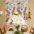 thumbnail image 3 of Easter Bunny Swag Kitchen Curtain Valances, Vintage Pink Blue Egg Branch Leaf Spring Flower Linen Texture Rod Pocket Curtains Window Treatment Valances for Bedroom Bathroom, 2 Panels 28 x 36 Inch, 3 of 9