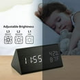 thumbnail image 4 of Reloj despertador de madera, reloj digital LED inteligente para dormitorio/oficina, actualizado con temperatura de tiempo, brillo ajustable y control de voz, pantalla de humedad - negro, 4 of 5