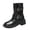 Black, variant on Black Ladies Buckle Ankle Boots For Fashionable Casual Fall And Winter Short Wear