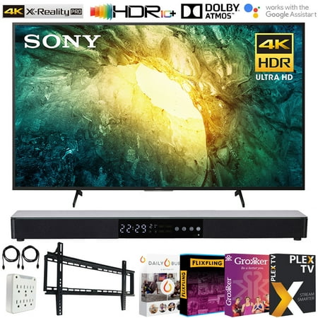 Sony KD65X750H 65 inch X750H 4K Ultra HD LED Smart TV 2020 Model Bundle with Surround Sound 31 inch Soundbar 2.1 CH, Flat Wall Mount Kit, 6-Outlet Surge Adapter and TV Essentials 2020