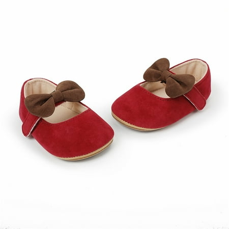 

Cathalem Boot Baby Shoes Toddler Kids Girls Soild Colour Bowknot Princress Shoes Soft Sole The Floor Shoes Size 4 Red 12 Months