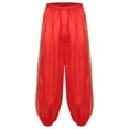 thumbnail image 5 of Alvivi Men Harem Pants Elastic Loose Trousers Hippie Boho Pants Arabian Prince Performance Costume Burgundy 3XL, 5 of 7