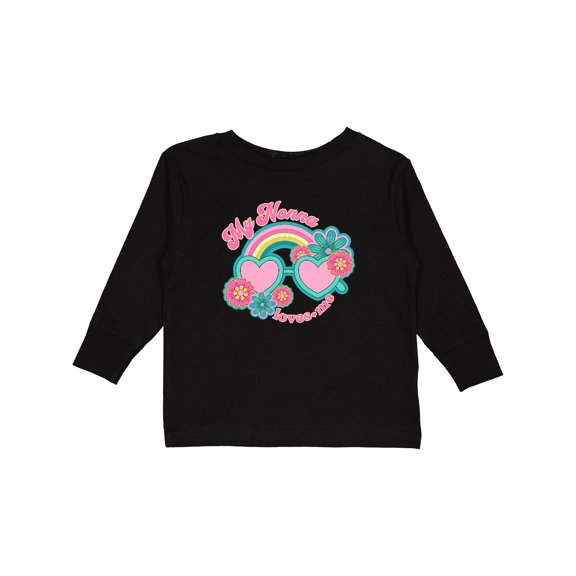 Inktastic Nonna Loves Me Girls Granddaughter Rainbow Girls Long Sleeve Toddler T-Shirt