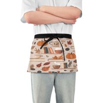 Yayeee Waist Apron with Pockets for Cooking Waterproof Half Server Aprons, Fall Acorns Pattern