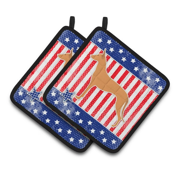 USA Patriotic Pharaoh Hound Pair of Pot Holders