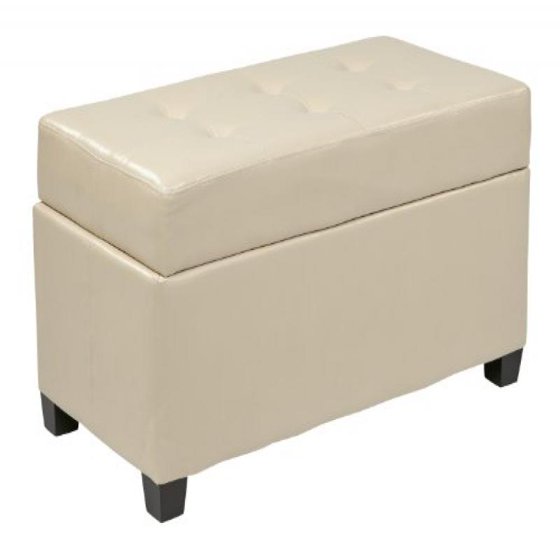 Office Star Products Designs Metro Storage Ottoman, Cream, Faux Leather