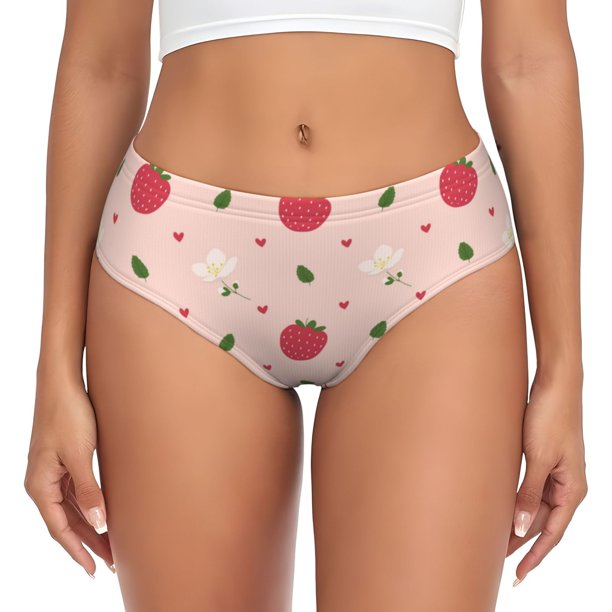 Balery Strawberry Ropa Interior de Algodón para Mujer con Dibujo – Braguitas Cómodas y Elásticas, Estilo Clásico-Medium