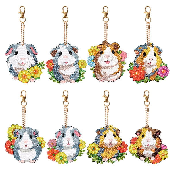 Llavero Taladro 8 Piezas Hámster Doble Cara Perro Y Ratón Pájaros Color Blanco