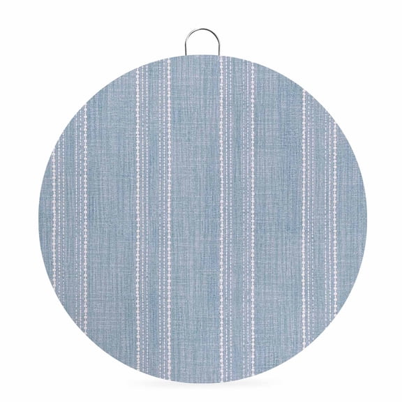 Welcome Sign for Front Door, Blue Stripe Round Metal Wall Art Wreaths, Farmhouse Vintage Minimalist Geometric Outdoor Indoor Wall Hanging Sign for Porch Decor Housewarming Gifts 5.9 Inch