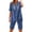 Blue, variant on Womens Two Piece Sets Summer Spring Outfit Sets V-Neck Embroidered Tunic Top and Elastic Waist Bermuda Shorts