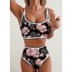 thumbnail image 4 of Conjunto de bikini Herseas con estampado floral y cintura alta acolchado para mujer, 4 of 5