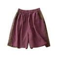 thumbnail image 3 of 2025 Summer New Comfortable And Linen Stitching Contrast Shorts Women's Loose Casual Elastic Five Point Wide Leg Pants Women Shorts Casual Set Womens Overall Shorts Short Sleeve Tunics for Women, 3 of 3