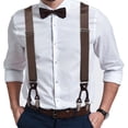 thumbnail image 7 of Buyless Fashion Satin Twill Formal Mens 2 Pack Suspenders - 48" Adjustable 6 Clip Y Back - 1 1/4" Leather End - 5143-2-Brown, 7 of 7