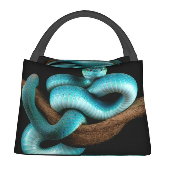 Fotbe Blue Viper Snake Bolsa Térmica Portátil con Estampado, Bolsa de Entrega de Alimentos Aislada, Bolsa Reutilizable de Gran Capacidad para Comidas y Supermercado