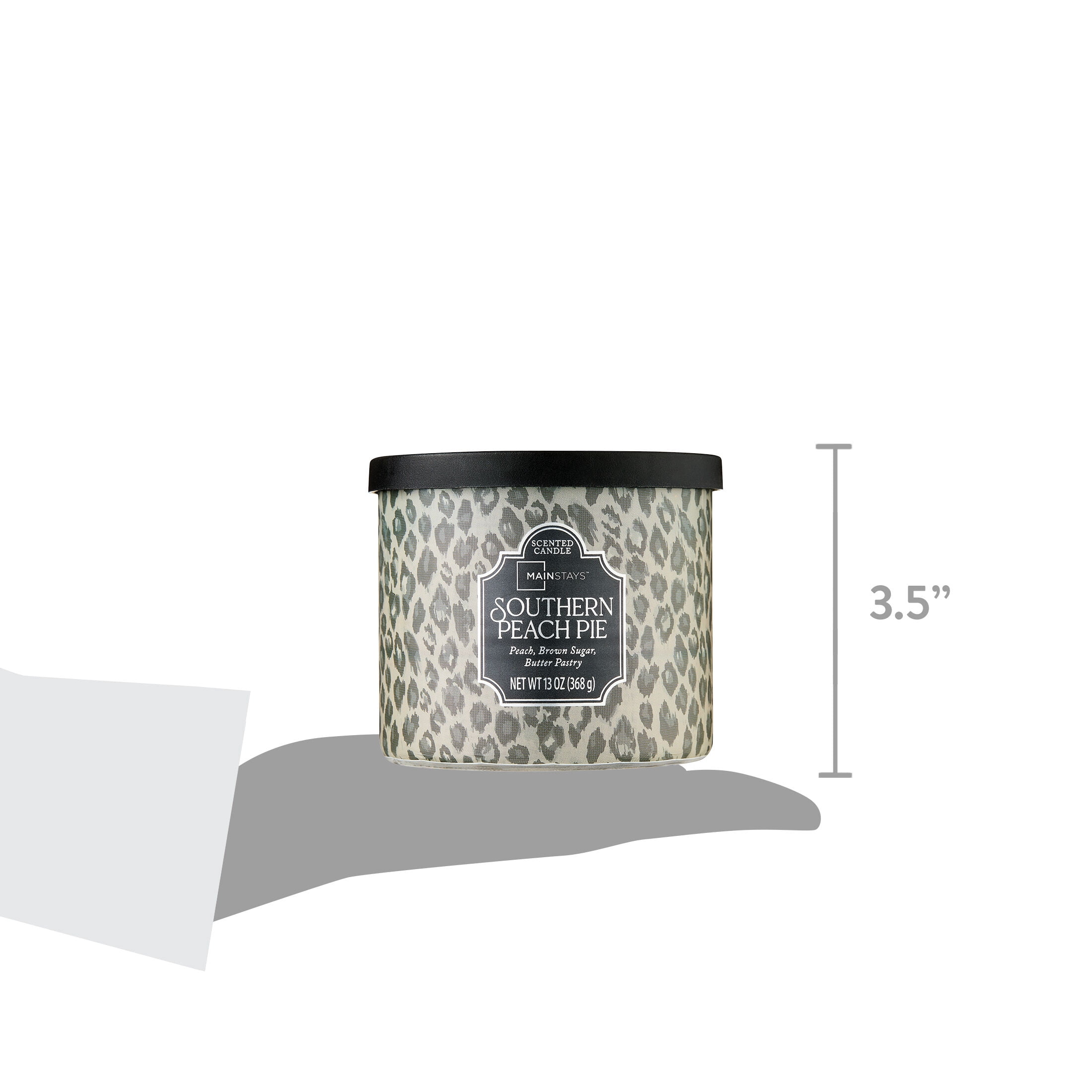 Mainstays 3-Wick Glass Jar Candle with Decorative Wrap, Southern Peach Pie, 13 oz