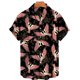 thumbnail image 2 of Camisas Vaqueras Para Hombre Manga Corta Casual Hombres Solapa Solapa Estampado de Manga corta Puños Botón Puerto Estilo Floral Camisa Sand Beach Hawaiianss Summer Top (Hot Pink, 3XL), 2 of 3