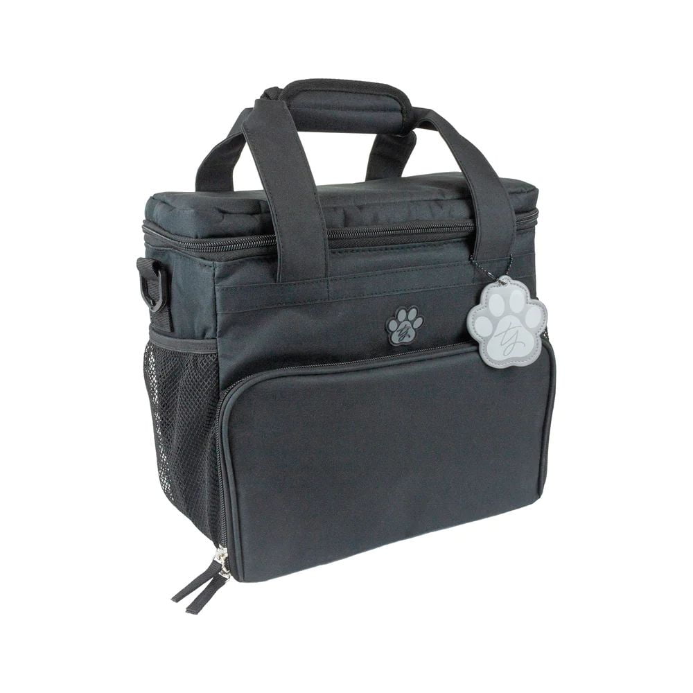 Trisha Yearwood Pet Collection Dog Travel Bag with Food Carriers & 2 Collapsible Bowls, Black