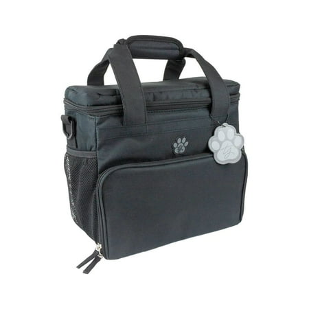 Trisha Yearwood Pet Collection Dog Travel Bag with Food Carriers & 2 Collapsible Bowls Black