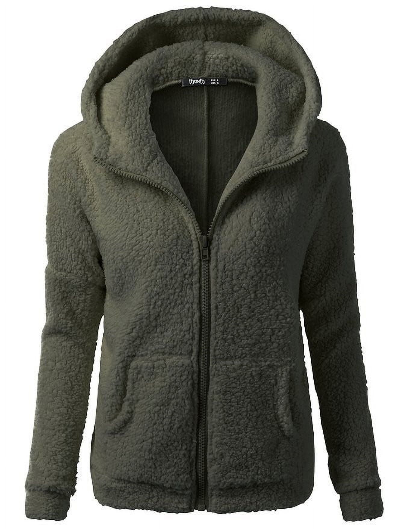 SBYOJLPB Women Hooded Sweater Coat Winter Warm Wool Zipper Coat Cotton Coat Outwear AG5XL
