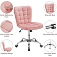 thumbnail image 6 of CRXX ModernTufted Armless Desk Office Chair Faux Leather Upholstered Computer Chair with Adjustable Seat Height and Rolling Wheels for Home/Office, Pink, 6 of 10