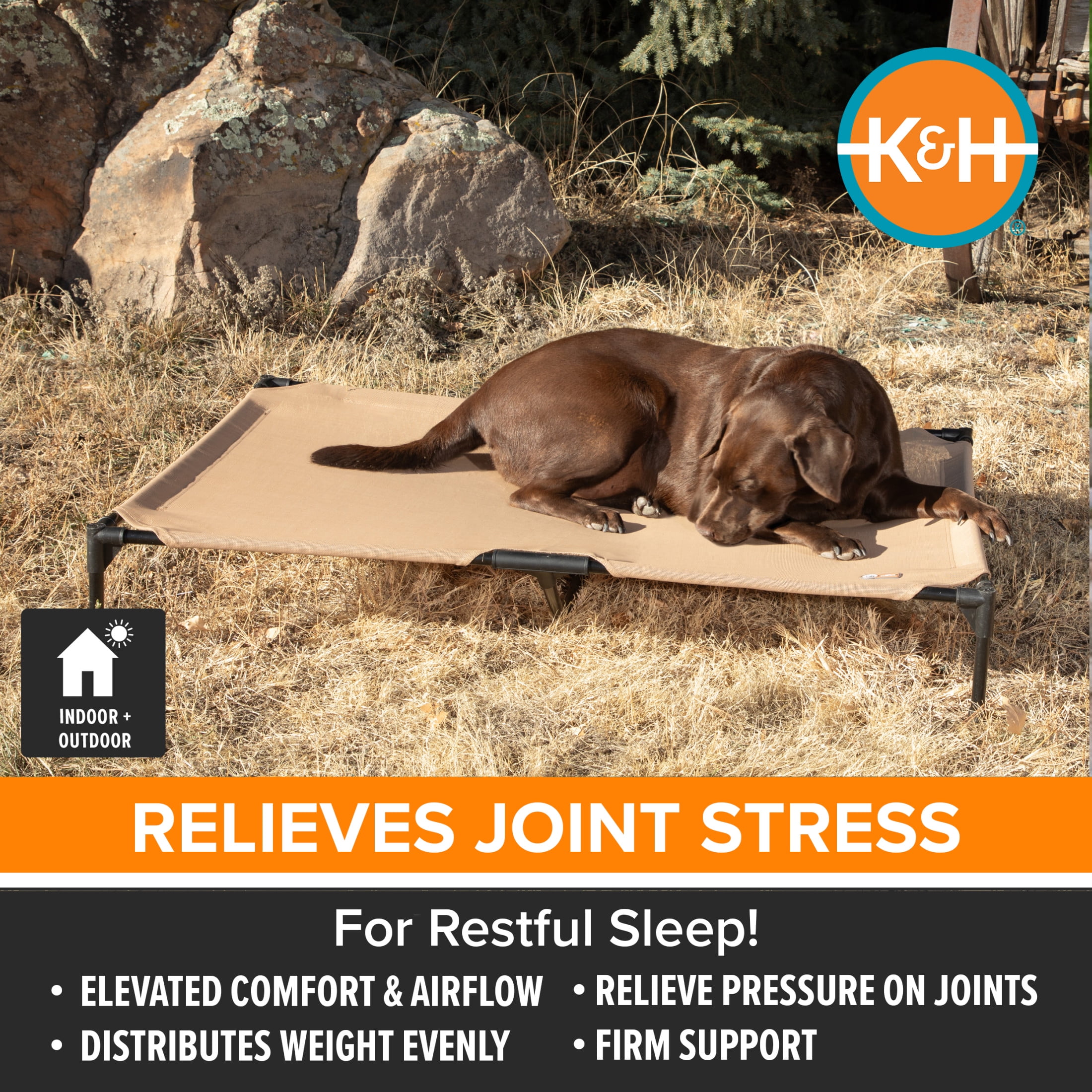 K&H Pet Products All Weather Pet Cot Tan X-Large 50 X 32 X 9 Inches