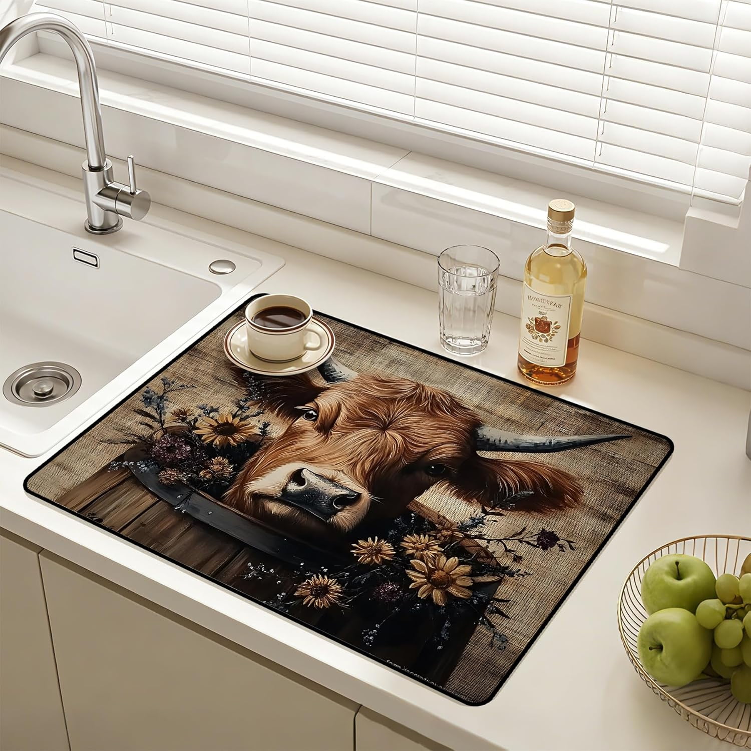 Stove Top Cover for Electric Stoves: All-in-One Heat-Resistant Protector Mat, Non-Slip Kitchen Counter Mat Cow Pattern 28''''x20''''