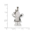 thumbnail image 2 of 14k White Gold Puffed Girl w/Bow on Left Engravable (20x30mm) Pendant / Charm, 2 of 2