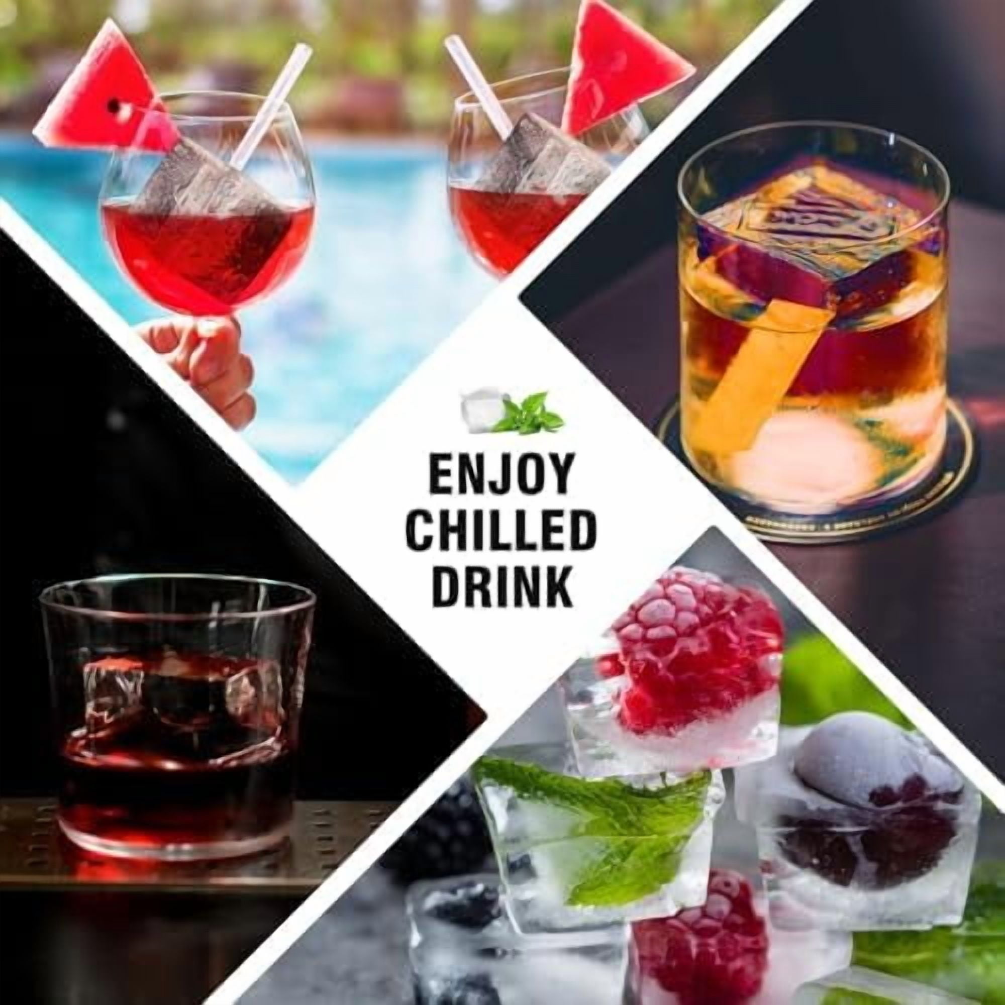 Large Ice Cube Tray: 2024 Upgraded Silicone Square Ice Cube Mold For Whiskey, New Upgraded 2 Inch Large Cubed Ice Trays for Cocktail, Big Cube Ice Maker Mold (2 Pack, Black)