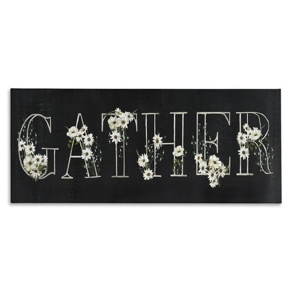 Stupell Industries Chalkboard & Floral Gather Plants & Flowers Painting Wrapped Canvas Art Print Wall Art, 24 x 10