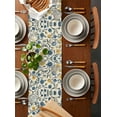thumbnail image 2 of Vintage Blue Yellow Table Runner Cotton Linen 72 Inch Holiday Dresser Scarves, Spring Enchanted Garden Florals Tablerunner for Kitchen Coffee Dining Bedroom Living Room Dinner Scarf Décor 13''x72'', 2 of 9