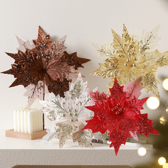 Colgante para Árbol de Navidad, Flores Artificiales de Terciopelo, Decoración Floral Hecha a Mano, Material Duradero y Resistente a La Decoloración, Multiusos, Decoración para Casa, Hotel, Oficina, 3