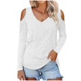 thumbnail image 2 of Idoravan Womens Shirts Blouse, Ladies,Women V-Neck Sleeve Shoulder Sleeve Loose T-Shirt Blouse Pullover Tops White M, 2 of 9