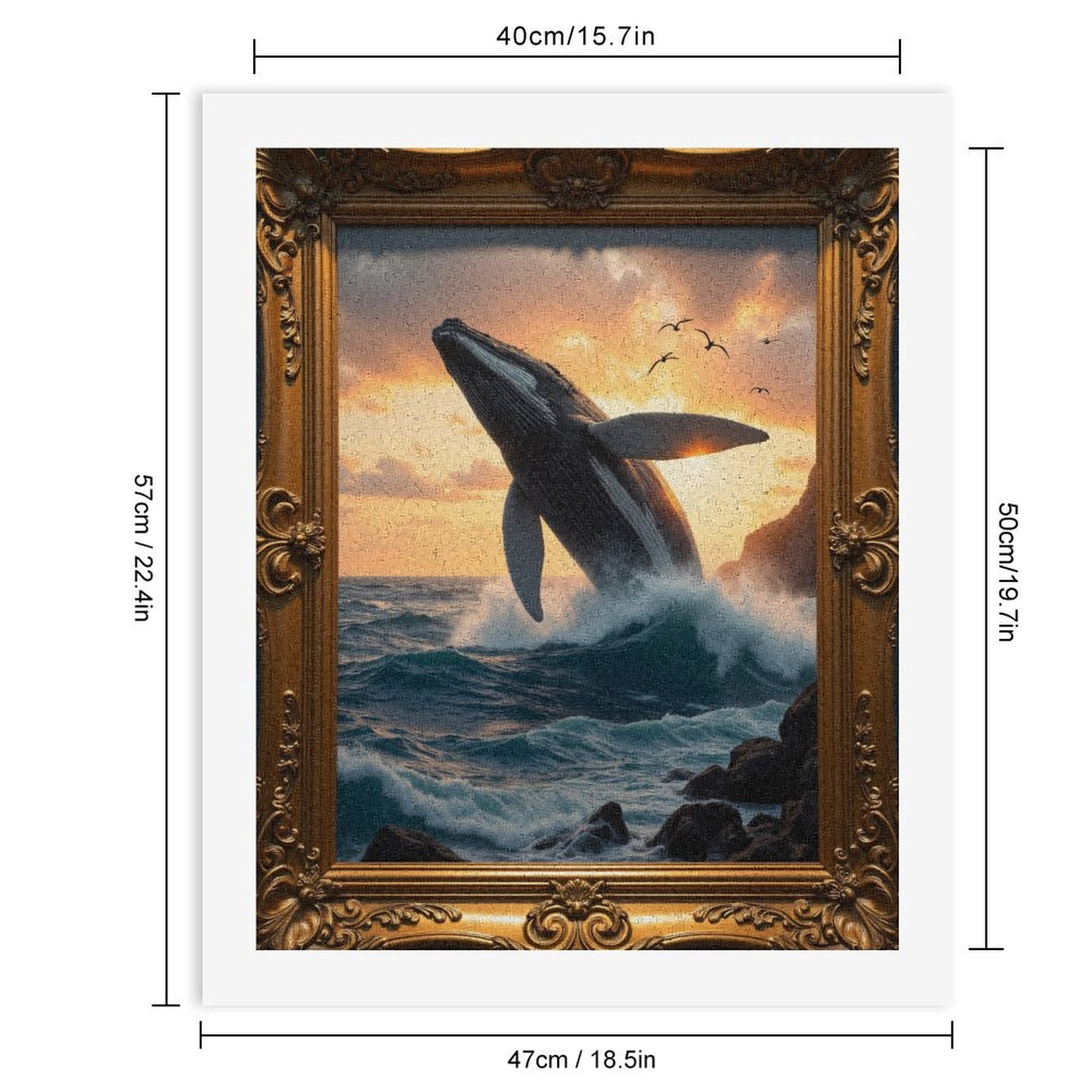Paint by Numbers Kit for Adults, Whale Breaching Ocean Sunset Painting Paint by Numbers, Easy Paint by Numbers Kit for Adults Beginner, DIY Adult Paint by Number Kits on Canvas, Home Decor