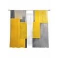 thumbnail image 7 of Yellow Grey Geometric Sheer Curtains 63 Inch Length 2 Panels Set, Modern Oil Painting Abstract Voile Window Treatment Rod Pocket Curtains Sheers Drapes for Bedroom/Living Room/Kitchen 52x"63"x2, 7 of 7