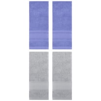 Unique Bargains 4 Pcs Cotton Soft Hand Towel Set Light Grey/Dark Blue 14" x 30"/13" x 29"