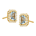 thumbnail image 2 of Women's Finecraft 1 1/2 ct Simulated Aquamarine Stud Earrings with Cubic Zirconia in 14kt Gold-Plated Sterling Silver, 2 of 3