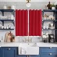 thumbnail image 2 of Pure Red Kitchen Curtains Window Panels, Simple Solid Color Insulated Window Treatment Curtain, Grommet Curtains for Bedroom/Living Room/Bathroom, 2 Piece 42"Wx63"L, 2 of 8