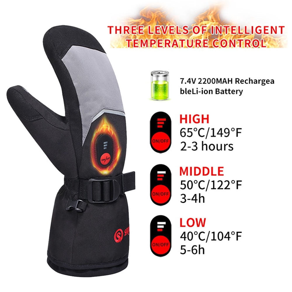 Savior Heat Rechargeable Heated Ski Gloves For Men Women Electric Winter Mittens with Reflective Strips