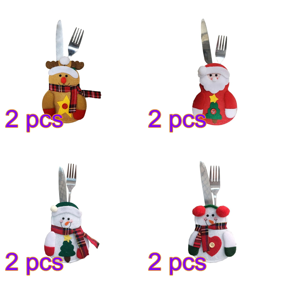 8Pcs Christmas Cutlery Holder Spoon Fork Tableware Bag Xmas Table Party Decor 