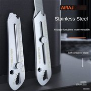AIRAJ 3Pcs Stainless Steel Telescopic Art Knife, 6-in-1 Multifunctional Wallpaper Knife, Foldable Blade, Not Easy to Rust, Durable, Industrial Grade Large Thickened Knife