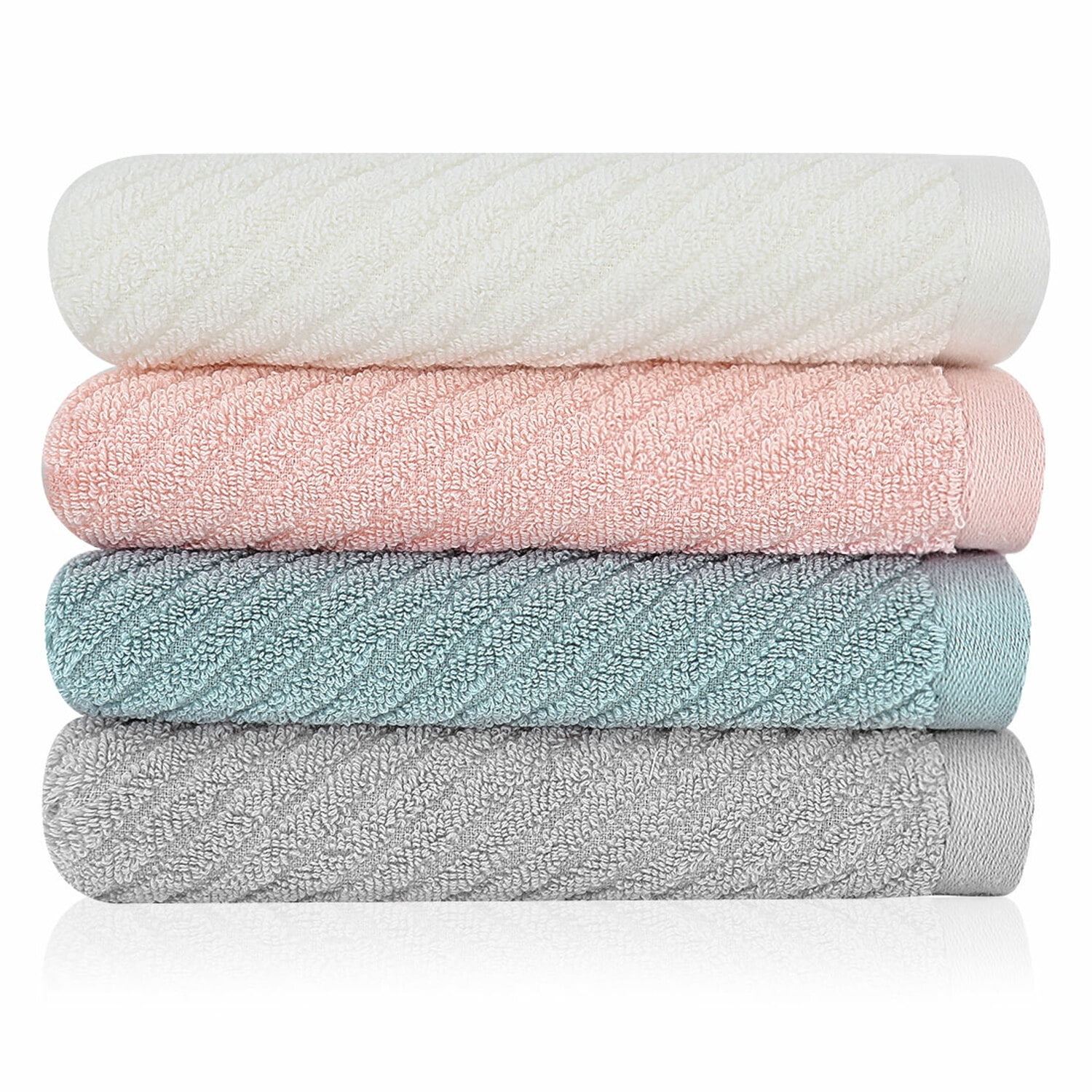 Unique Bargains 2-Pack 100% Cotton Absorbent Quick Dry Face Towels Pink